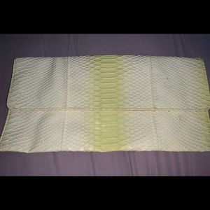 Yellow snakeskin Jessica McClintock clutch